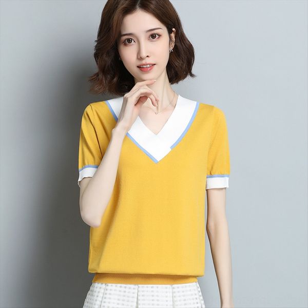 v-neck short-sleeved women's t- short 2020 color t-shirt jacket short jacket matching loose all-match knitwear thin base shirt, White
v-neck short-sleeved women's t- short 2020 color t-shirt jacket short jacket matching loose all-match knitwear thin base shirt, White