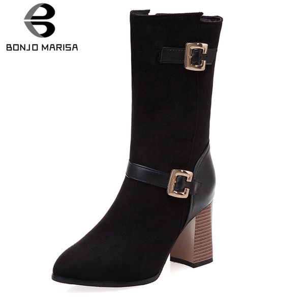 bonjomarisa new fashion ladies high heels med calf boots women's metal decoration boots woman winter shoes woman plus size 33-50, Black
bonjomarisa new fashion ladies high heels med calf boots women's metal decoration boots woman winter shoes woman plus size 33-50, Black