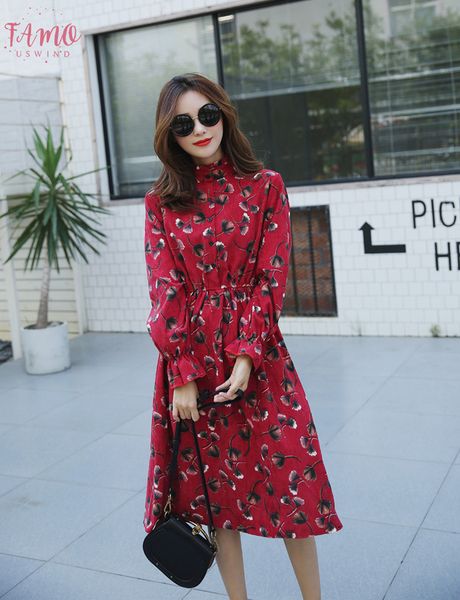 autumn winter corduroy floral vintage collar long sleeve dress womens party ruffle dress high elastic waist floral print female dress, Black;gray
autumn winter corduroy floral vintage collar long sleeve dress womens party ruffle dress high elastic waist floral print female dress, Black;gray