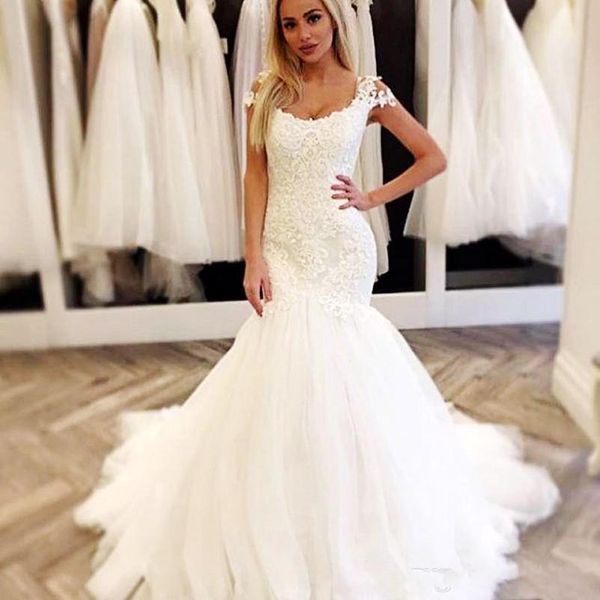 modest mermaid wedding dresses with scoop lace appliques plus size wedding dress sweep train country style bridal gowns cheap, White
modest mermaid wedding dresses with scoop lace appliques plus size wedding dress sweep train country style bridal gowns cheap, White