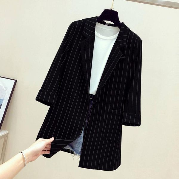 2019 spring autumn women's blazer notched collar stripe suit coat casual women blazers for office slim outerwear plus size 4xl, White;black
2019 spring autumn women's blazer notched collar stripe suit coat casual women blazers for office slim outerwear plus size 4xl, White;black