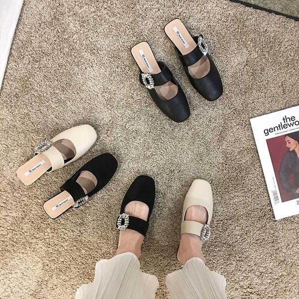 women's shoes slippers outdoor 2020 new spring fashion square buckle rhinestone square toe mules shoes, Black
women's shoes slippers outdoor 2020 new spring fashion square buckle rhinestone square toe mules shoes, Black