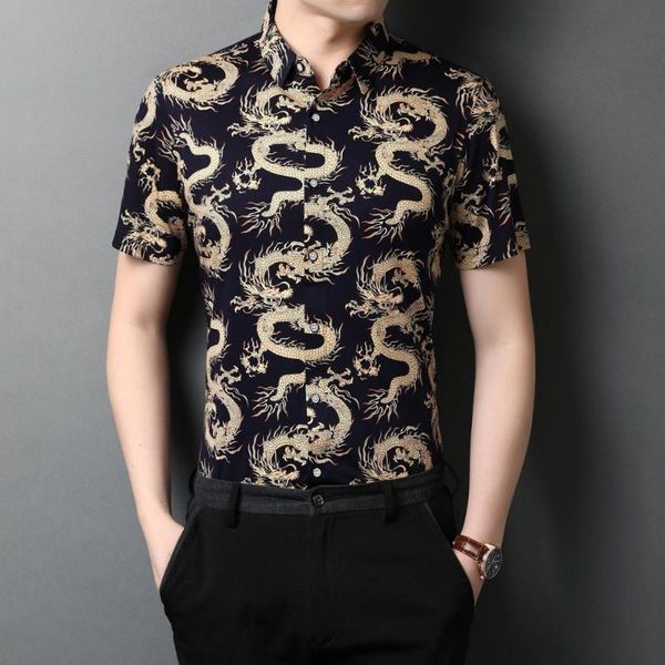 men's casual shirts c-8987 yellow dragon pattern printing luxury short sleeve shirt summer quality cotton soft comfortable smooth men s, White;black
men's casual shirts c-8987 yellow dragon pattern printing luxury short sleeve shirt summer quality cotton soft comfortable smooth men s, White;black