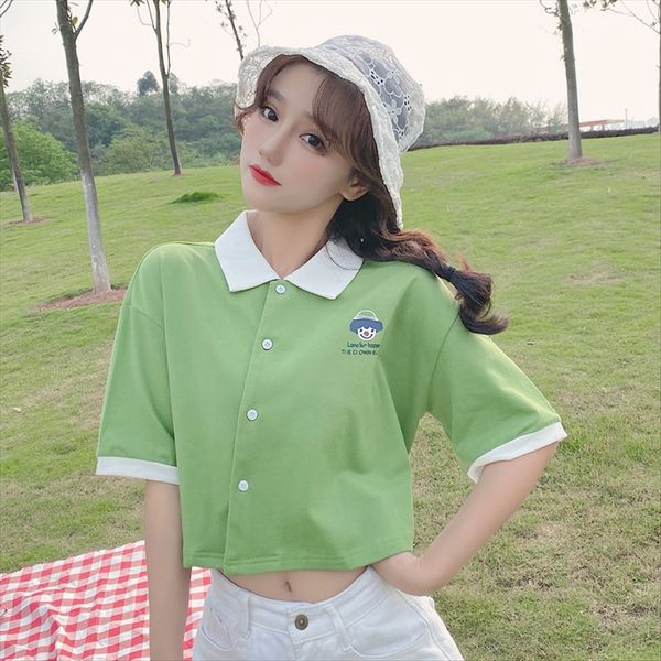 green rose avocado green polo collar short-sleeved t-shirt female 2020 summer student all-match short jacket jacket jacket, White
green rose avocado green polo collar short-sleeved t-shirt female 2020 summer student all-match short jacket jacket jacket, White