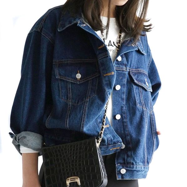 korean spring autumn women lady jeans coat long sleeve vintage denim jacket loose casual coats girls outwear msk66, Black;brown
korean spring autumn women lady jeans coat long sleeve vintage denim jacket loose casual coats girls outwear msk66, Black;brown