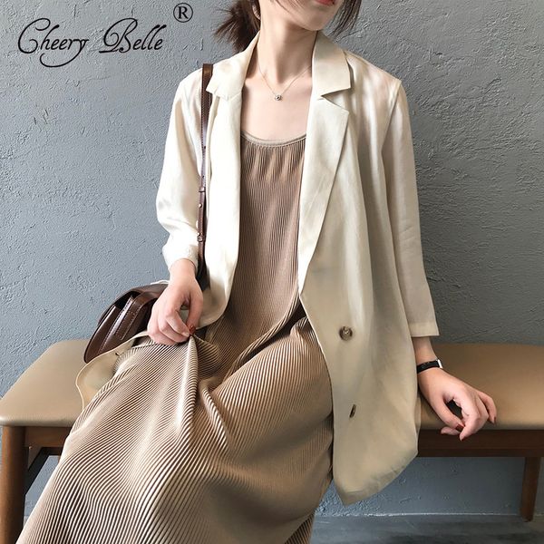 casual women's suit coat, double breasted loose jacket sun proof formal coat, showing thin temperament suit thin top, White;black
casual women's suit coat, double breasted loose jacket sun proof formal coat, showing thin temperament suit thin top, White;black