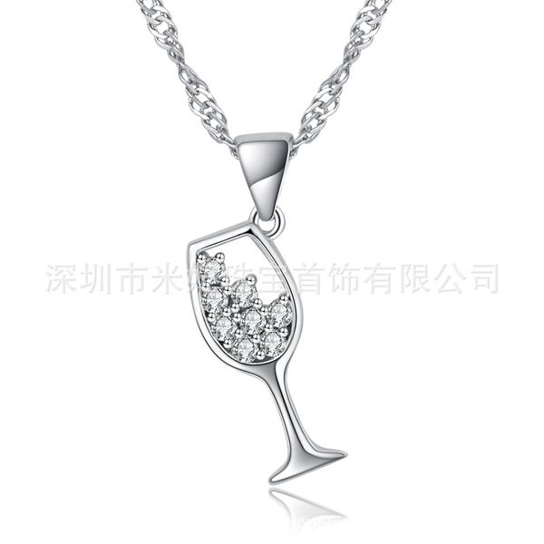 fashion simple small glass cup shaped pendant necklace rhodium-plated inlay zircon pendant handmade jewelry, Silver
fashion simple small glass cup shaped pendant necklace rhodium-plated inlay zircon pendant handmade jewelry, Silver