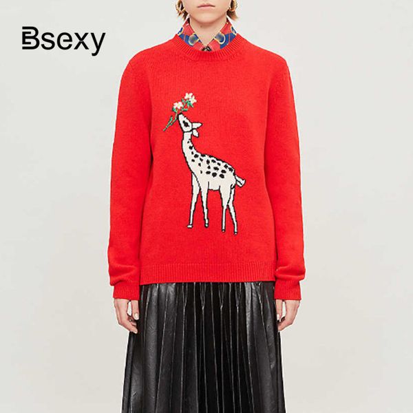 2019 early fall women red sweaters runway designer round neck long sleeve fawn pattern loose knitted pullovers women's jumper, White;black
2019 early fall women red sweaters runway designer round neck long sleeve fawn pattern loose knitted pullovers women's jumper, White;black