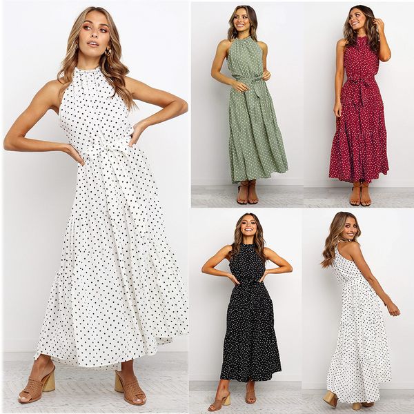 2020 summer women's dress mid-long lace polka dot dress, Black;gray