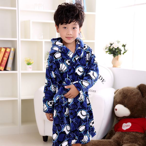 

winter children's bathrobes flannel warm robe cartoon penguin soft thicken bath robe for kids navy blue football boys bathrobe sh190912, Blue;red