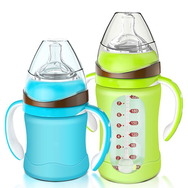 120ml 220ml newborn baby bottles glass silicone feeder bottles stes handle and nipples
120ml 220ml newborn baby bottles glass silicone feeder bottles stes handle and nipples