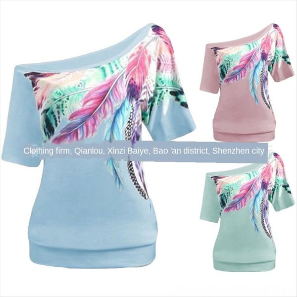 women's feather printing shoulder-shaped collar half sleeve t-shirt women's feather printing digital digital shoulder-shaped colla, White
women's feather printing shoulder-shaped collar half sleeve t-shirt women's feather printing digital digital shoulder-shaped colla, White
