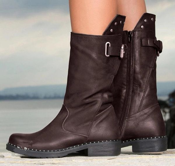 the knee boots women motorcycle style rivet round toe side zipper low-heeled casual shoes western knight boots, Black
the knee boots women motorcycle style rivet round toe side zipper low-heeled casual shoes western knight boots, Black
