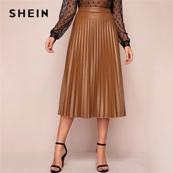 shein camel solid pleated elegant leather skirt women bottoms 2020 spring high waist streetwear zipper ladies midi skirts, Black
shein camel solid pleated elegant leather skirt women bottoms 2020 spring high waist streetwear zipper ladies midi skirts, Black