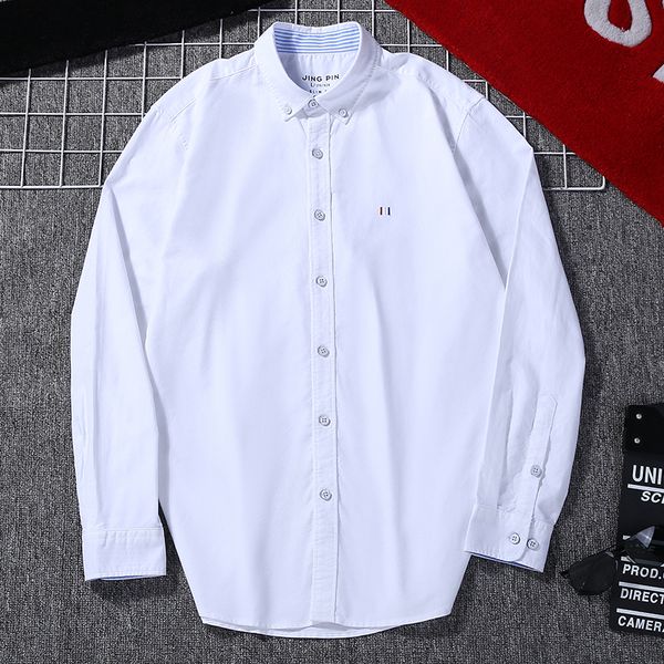 men dress shirt striped solid plaid oxford with left chest pocket long sleeve male casual regular-fit button down shirts, White;black 
men dress shirt striped solid plaid oxford with left chest pocket long sleeve male casual regular-fit button down shirts, White;black