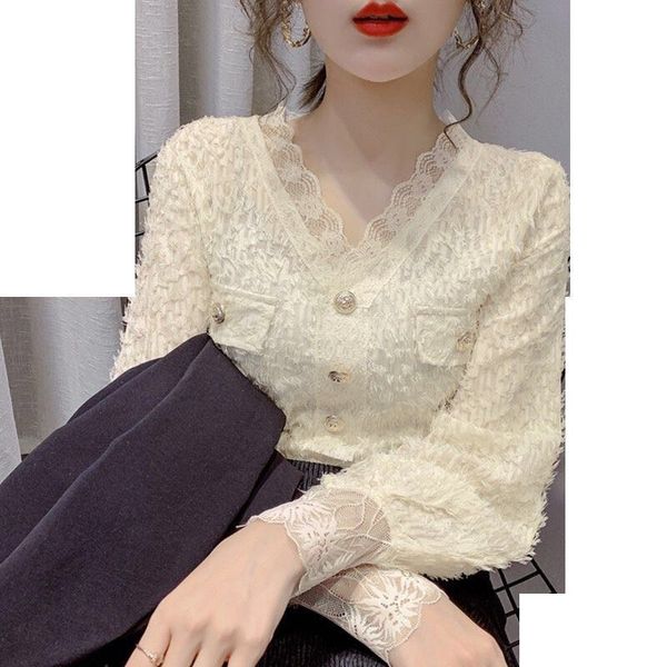 women's blouses & shirts tileewon women shirt solid color v-neck with lace full sleeve length pullovers spring autumn ladies office clo, White
women's blouses & shirts tileewon women shirt solid color v-neck with lace full sleeve length pullovers spring autumn ladies office clo, White