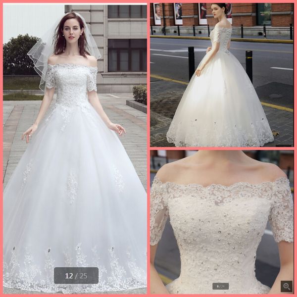 2020 new arrival white lace appliques ball gown wedding dress off the shoulder short sleeve vintage beaded bridal gowns court train dress
2020 new arrival white lace appliques ball gown wedding dress off the shoulder short sleeve vintage beaded bridal gowns court train dress