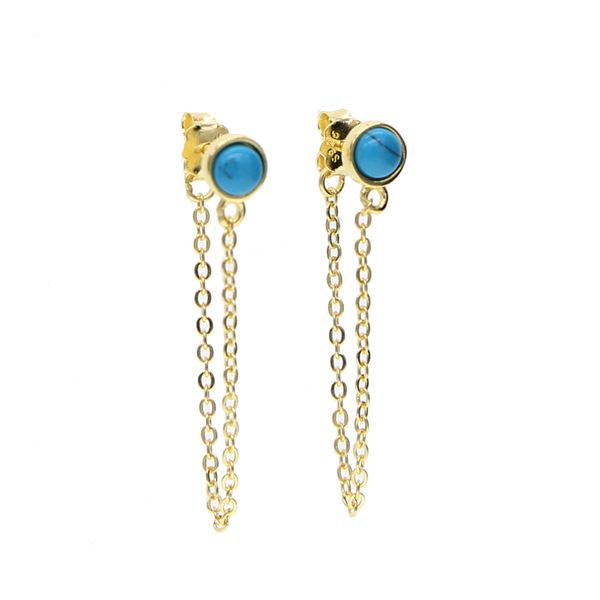 100% 925 sterling silver long tassel chain single stone bezel turquoises gem silver gold anti allergy fashion women earring
100% 925 sterling silver long tassel chain single stone bezel turquoises gem silver gold anti allergy fashion women earring
