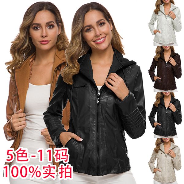 europe and the united states long-sleeved women's zipper leather large size jacket short jacket female autumn new, Black;brown
europe and the united states long-sleeved women's zipper leather large size jacket short jacket female autumn new, Black;brown