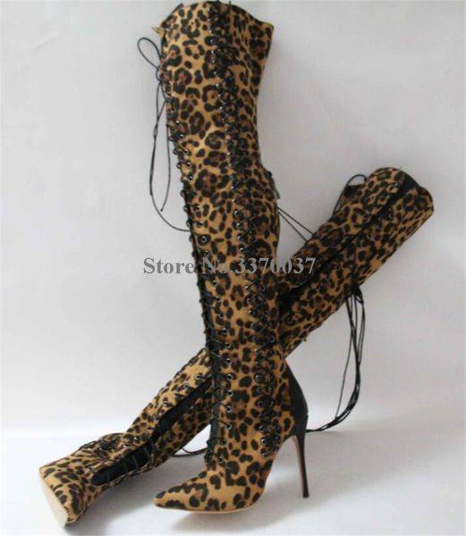 winter women pointed toe leopard suede leather over knee thin heel boots lace-up slim long high heel boots dress shoes, Black
winter women pointed toe leopard suede leather over knee thin heel boots lace-up slim long high heel boots dress shoes, Black