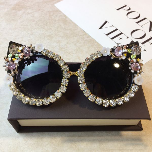 sunglasses brand design handmade rhinestone cat eye fashion glasses women flower with pearl round vintage beach party, White;black
sunglasses brand design handmade rhinestone cat eye fashion glasses women flower with pearl round vintage beach party, White;black