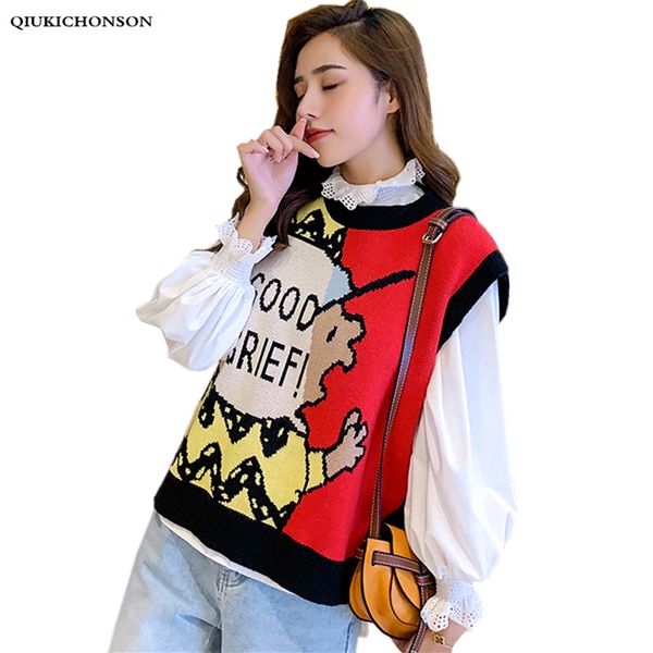 autumn winter women preppy style kawaii contrast color cartoon pattern sleeveless pullover sweater knitted vest veste femme, Black;white
autumn winter women preppy style kawaii contrast color cartoon pattern sleeveless pullover sweater knitted vest veste femme, Black;white