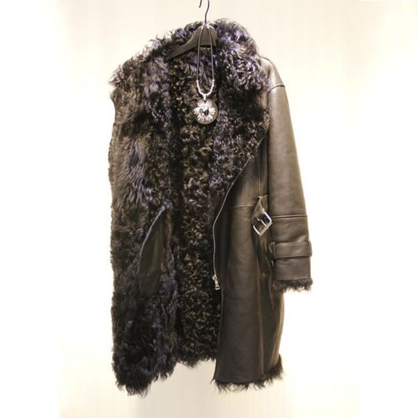 luxury natural fur shearling overcoat women sashes winter long warm wool leather coat female gothic thick real fur outwear coats, Black
luxury natural fur shearling overcoat women sashes winter long warm wool leather coat female gothic thick real fur outwear coats, Black