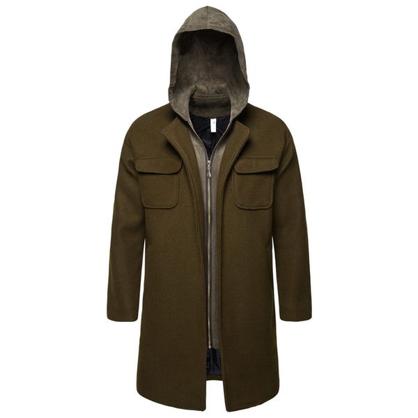 men fashion designer coats wool slim long sleeve hooded mens coats males casual outerwear with zipper, Black
men fashion designer coats wool slim long sleeve hooded mens coats males casual outerwear with zipper, Black
