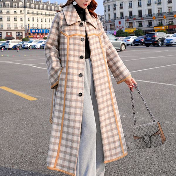 new 2019 plaid women coats autumn winter long woolen coat loose temperament vintage elegant korean ladies oversized coat, Black
new 2019 plaid women coats autumn winter long woolen coat loose temperament vintage elegant korean ladies oversized coat, Black