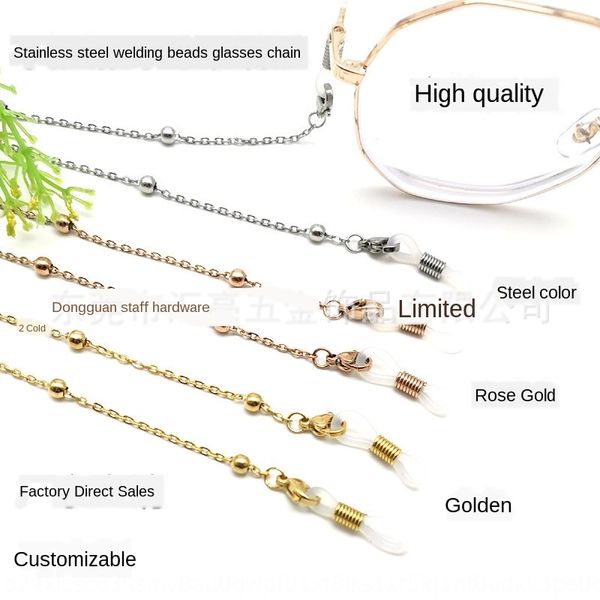 environmental protection stainless steel welding bead glasses clip bead chain gold rose gold anti-slip sun glasses chain, Blue
environmental protection stainless steel welding bead glasses clip bead chain gold rose gold anti-slip sun glasses chain, Blue