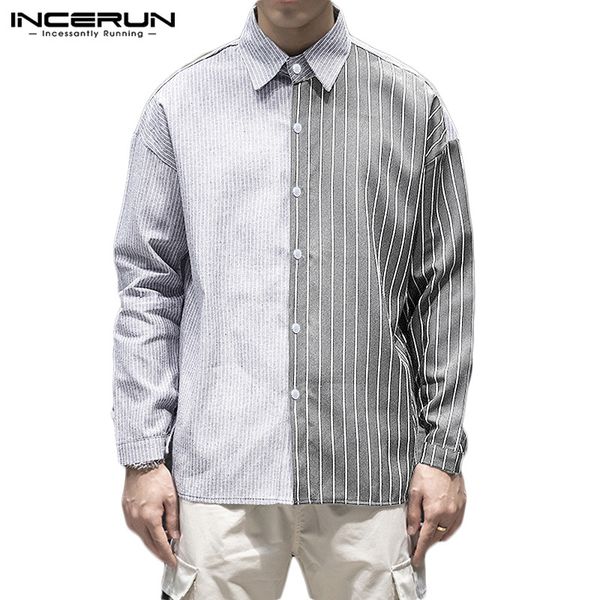 incerun striped patchwork shirt men lapel collar streetwear fashion button up camisa long sleeve business male brand shirts 2019, White;black
incerun striped patchwork shirt men lapel collar streetwear fashion button up camisa long sleeve business male brand shirts 2019, White;black