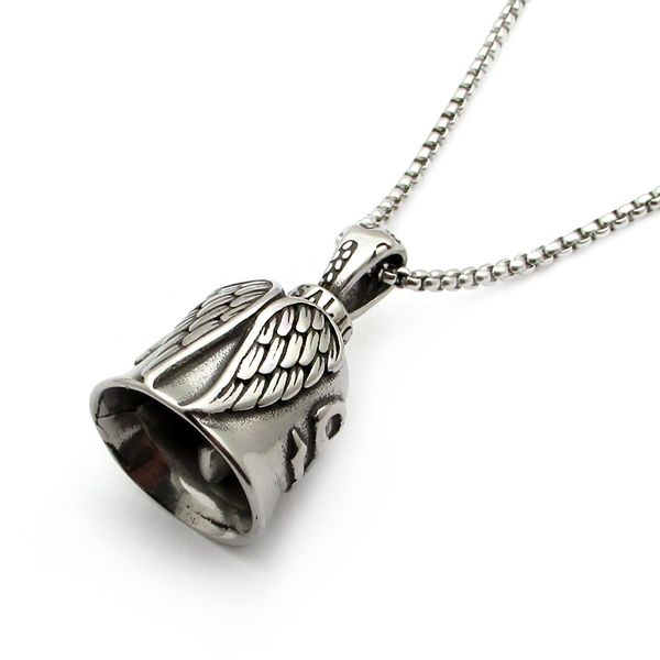 ng punk 316l stainless steel silver white and black letter feather style rider biker bell pendant jewelry
ng punk 316l stainless steel silver white and black letter feather style rider biker bell pendant jewelry