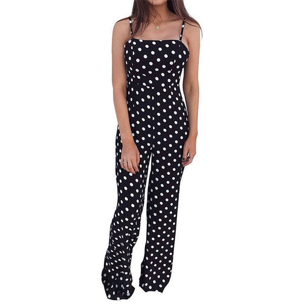 women's fashion spaghetti strap jumpsuit new 2018 ladies polka dot printed casual club party long jumpsuit loose romper trousers, Black;white
women's fashion spaghetti strap jumpsuit new 2018 ladies polka dot printed casual club party long jumpsuit loose romper trousers, Black;white