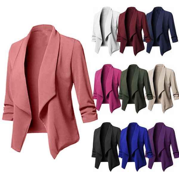 style ladies solid open front cardigan long sleeve blazer casual women jackets office coat women blazers plus size s-5xl, White;black
style ladies solid open front cardigan long sleeve blazer casual women jackets office coat women blazers plus size s-5xl, White;black
