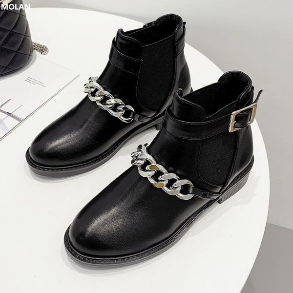 molan brand designer 2019 winter new luxury metal chain black leather short motorcycle boots platform 4cm women shoes size 35-40
molan brand designer 2019 winter new luxury metal chain black leather short motorcycle boots platform 4cm women shoes size 35-40