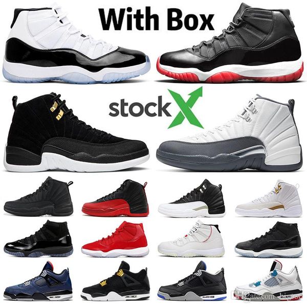 with box bred 11 mens basketball shoes dark grey 12s concord 11s reverse taxi what the 4s metallic silver men trainer fashion sports sneaker, White;red
with box bred 11 mens basketball shoes dark grey 12s concord 11s reverse taxi what the 4s metallic silver men trainer fashion sports sneaker, White;red