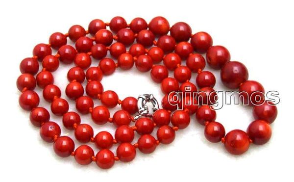 sale big 9-15mm red round natural coral long 34, Silver