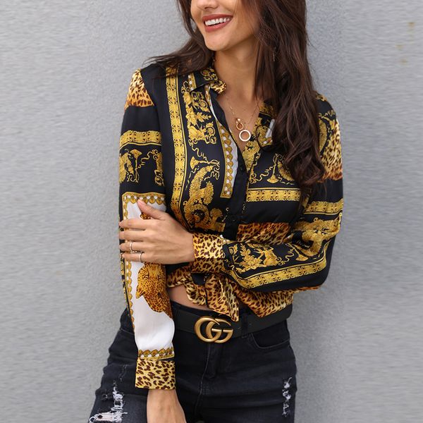 women's stitching fashion novel printed long-sleeved shirt personality blouse shirt ing, White
women's stitching fashion novel printed long-sleeved shirt personality blouse shirt ing, White