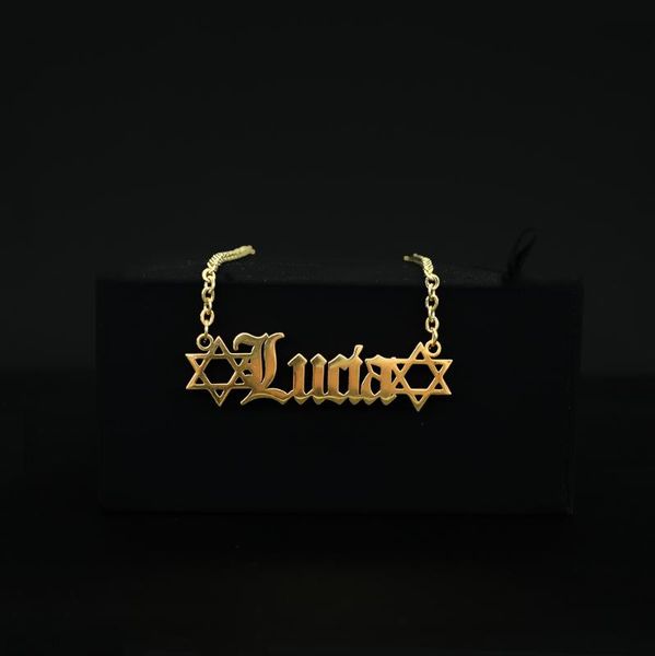 pendant necklaces personalized name pentagram necklace handmade customized old english font nameplate stainless steel chain jewelry, Silver
pendant necklaces personalized name pentagram necklace handmade customized old english font nameplate stainless steel chain jewelry, Silver