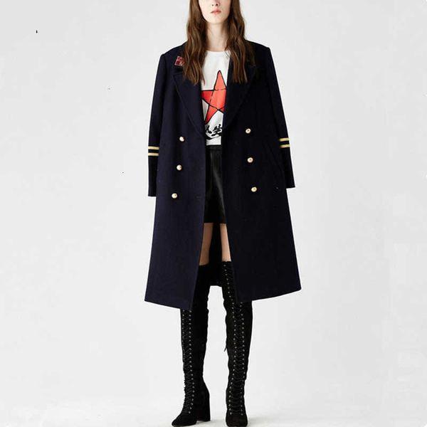 style navy blue women wool coat 2020 winter turn down collar double breasted loose straight long coat overcoat b109, Black
style navy blue women wool coat 2020 winter turn down collar double breasted loose straight long coat overcoat b109, Black