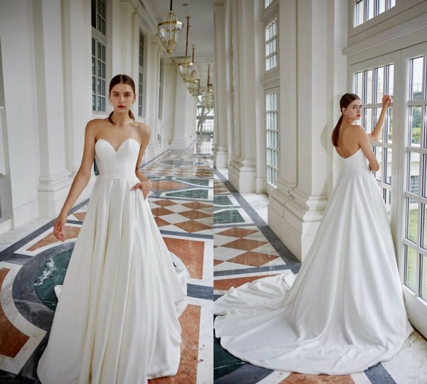 2019 lihi hod beach wedding dresses satin sweetheart a line sweep train boho simple wedding dress custom mdae abiti da sposa bohemian gowns, White
2019 lihi hod beach wedding dresses satin sweetheart a line sweep train boho simple wedding dress custom mdae abiti da sposa bohemian gowns, White