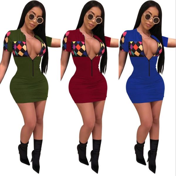 2019 summer new women's wholesale printed short-sleeved dress nightclub skirt, Red
2019 summer new women's wholesale printed short-sleeved dress nightclub skirt, Red