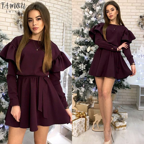 women sashes sweet ruffles a line party dress ladies long sleeve o neck elegant dress 2020 new fashion women mini dress vintage, Black;gray
women sashes sweet ruffles a line party dress ladies long sleeve o neck elegant dress 2020 new fashion women mini dress vintage, Black;gray