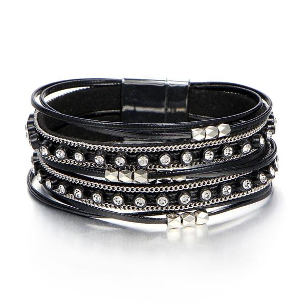 new multi-layer pu leather bracelet black men's leather bracelet fashion magnetic buckle
new multi-layer pu leather bracelet black men's leather bracelet fashion magnetic buckle
