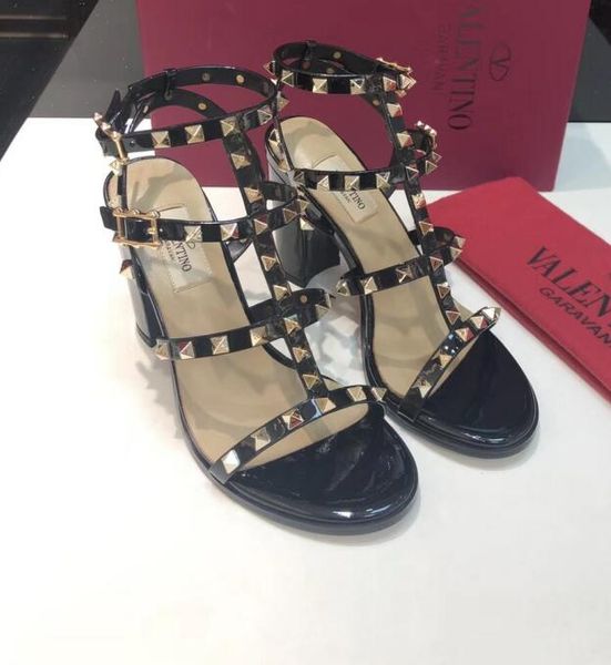 2019 popular women's high heels 9.5cm valen rivet espadrilles shoes casual sandals patent leather slippers flip flop 34-41, Black
2019 popular women's high heels 9.5cm valen rivet espadrilles shoes casual sandals patent leather slippers flip flop 34-41, Black