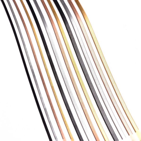 1 piece width 2mm/2.5mm/3mm stainless steel flat snake chain men women necklace jewelry length can be customized, Golden;silver
1 piece width 2mm/2.5mm/3mm stainless steel flat snake chain men women necklace jewelry length can be customized, Golden;silver