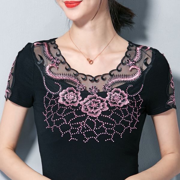 2020 diamond-studded short-sleeved cotton t- female embroidered cotton t-shirt female bright diamond small shirt, White
2020 diamond-studded short-sleeved cotton t- female embroidered cotton t-shirt female bright diamond small shirt, White