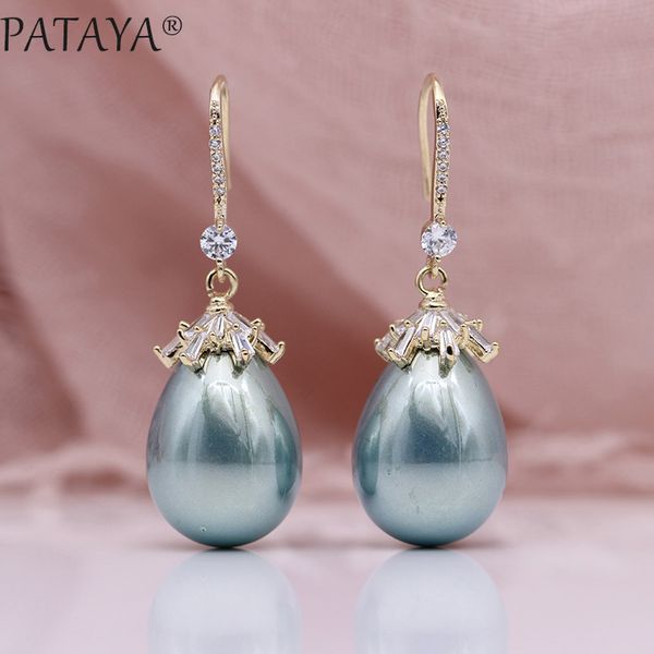pataya new oval shell pearls long earrings 585 rose gold square natural zircon women luxury fine wedding party fashion jewelry, Silver
pataya new oval shell pearls long earrings 585 rose gold square natural zircon women luxury fine wedding party fashion jewelry, Silver