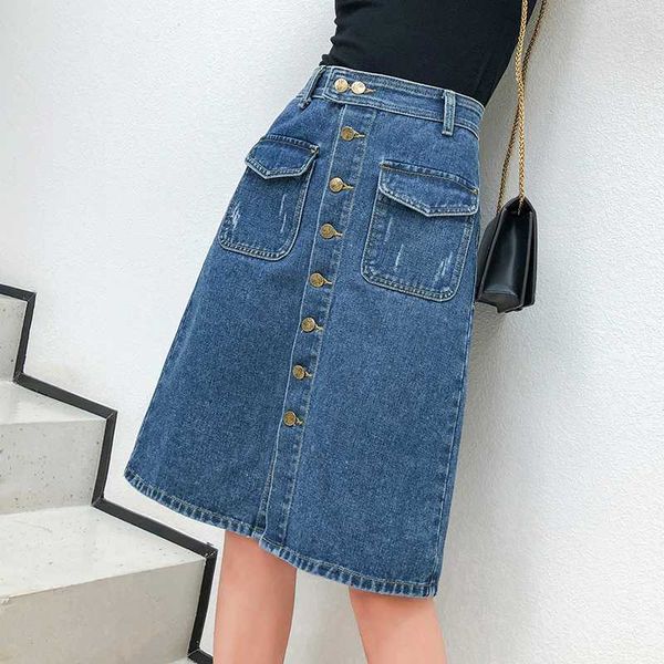 2020 summer new women's high waist bull-puncher skirt with pockets plus size double-breasted knee-length a-line denim skirts, Black
2020 summer new women's high waist bull-puncher skirt with pockets plus size double-breasted knee-length a-line denim skirts, Black