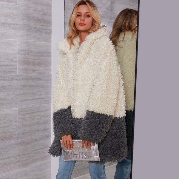 luxury fluffy long hooded coat women autumn winter artificial fur jacket white hit color overcoat elegant thick warm trench coat, Black
luxury fluffy long hooded coat women autumn winter artificial fur jacket white hit color overcoat elegant thick warm trench coat, Black